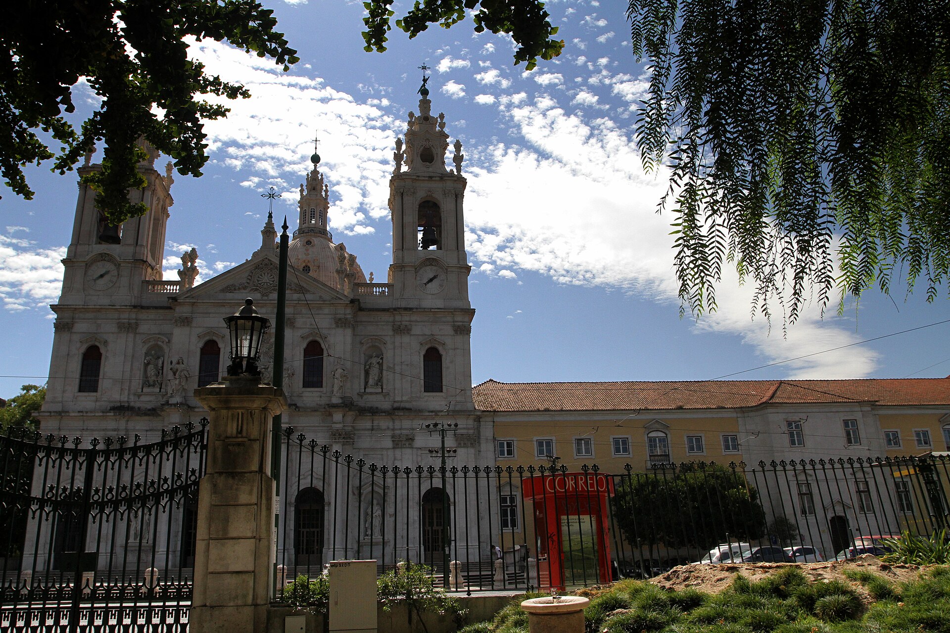 White-stone façade and twin towers