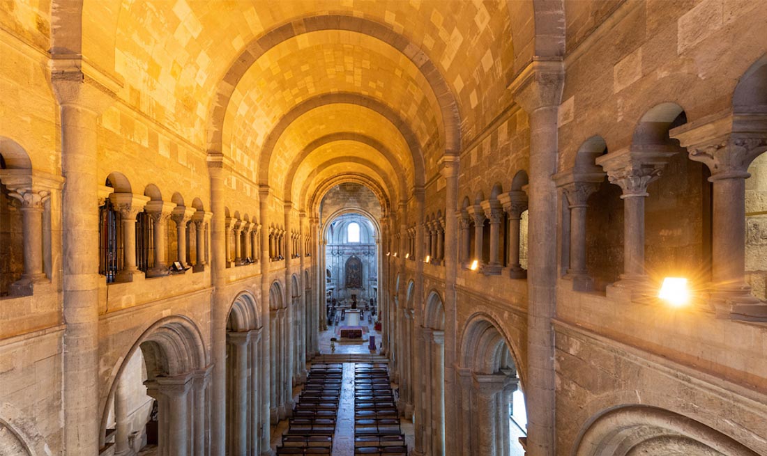 Romanesque nave inside Lisbon Cathedral
